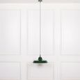 British Factory Style Pendant Light - Green Painted Metal - 46cm