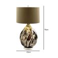 Table Lamp - Brown Linen and Gold Abstract Glass
