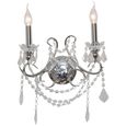2 Branch Cut Glass Chandelier Wall Light - Chrome