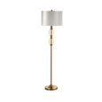 Floor Lamp - Cream Velvet Fabric - Amber Brown Glass