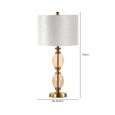 Table Lamp - Cream Velvet Fabric - Amber Brown Glass