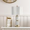 Table Lamp - Cream Velvet Fabric - White Marble