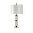 Table Lamp - Cream Velvet Fabric - White Marble