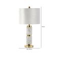 Table Lamp - Cream Velvet Fabric - White Marble