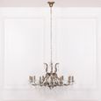 French Style Shallow Cut Glass Chandelier - Antique Gold - 12 Branch