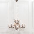 French Style Shallow Cut Glass Chandelier - Antique Silver - 12 Branch