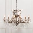 French Style Shallow Cut Glass Chandelier - Antique Silver - 12 Branch
