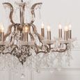 French Style Shallow Cut Glass Chandelier - Antique Silver - 12 Branch