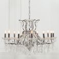 French Style Shallow Cut Glass Chandelier - Chrome - 12 Branch