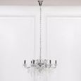 French Style Shallow Cut Glass Chandelier - Chrome - 6 Branch
