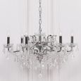 French Style Shallow Cut Glass Chandelier - Chrome - 6 Branch