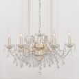 French Style Shallow Cut Glass Chandelier - Cream - 6 Branch