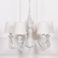 French Style Distressed Chandelier with Shade - White - 5 Branch