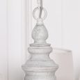 French Style Distressed Chandelier with Shade - White - 5 Branch