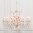 French Style Shallow Cut Glass Chandelier - Peach Cream - Large - 12 Branch