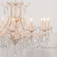 French Style Shallow Cut Glass Chandelier - Peach Cream - Large - 12 Branch