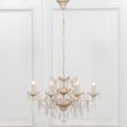 French Style Shallow Cut Glass Chandelier - Peach Cream - 8 Branch