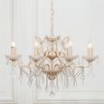 French Style Shallow Cut Glass Chandelier - Peach Cream - 8 Branch
