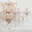 French Style Shallow Cut Glass Chandelier - Peach Cream - 8 Branch