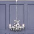 French Style Shallow Cut Glass Chandelier - White - 12 Branch