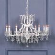 French Style Shallow Cut Glass Chandelier - White - 12 Branch
