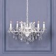 French Style Shallow Cut Glass Chandelier - White - 6 Branch
