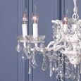 French Style Shallow Cut Glass Chandelier - White - 6 Branch
