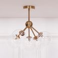 Sputnik Glass Ceiling Light - Gold Satin - 5 Arm Ball