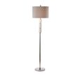 Floor Lamp - Grey Faux Silk and White Marble