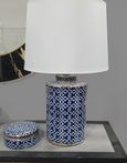 Marseille Geometric Table Lamp - Blue and White