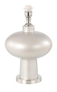Table Lamp - Opal Grey Faux Silk Shade - Grey Glass