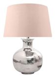 Table Lamp - Pink Velvet Shade - Nickel Plated
