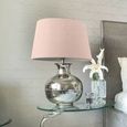 Table Lamp - Pink Velvet Shade - Nickel Plated