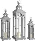 Set Of 3 Wooden Lanterns with Archway Design