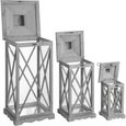 Set Of 3 Wooden Lanterns with Traditional Cross Section