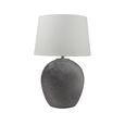 Table Lamp - White Linen and Grey Ceramic