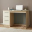 Knightsbridge Desk - 3 Drawer - Cream Gloss and Light Oak