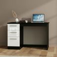 Knightsbridge Desk - 3 Drawer - White Gloss and Black