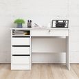 Function Plus Desk - 3+1 Handle Free Drawer - Single - White
