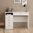 Function Plus Desk - 4+1 Handle Free Drawer - Single - White