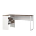 Function Plus Corner Desk - 2 Drawer - White and Truffle Oak