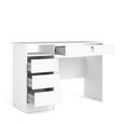 Function Plus Desk - 3+1 Handle Free Drawer - Single - White