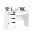 Function Plus Desk - 3+1 Handle Free Drawer - Single - White