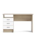 Function Plus Desk - 3 Drawer - Single - White and Oak
