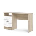 Function Plus Desk - 3 Drawer - Single - White and Oak