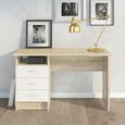 Function Plus Desk - 3 Drawer - Single - White and Oak