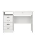 Function Plus Desk - 4+1 Handle Free Drawer - Single - White