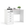 Function Plus Desk - 4 Drawer - Single - White