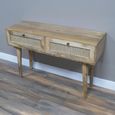 Desk - Acacia Wood and Rattan - 2 Drawer