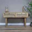 Desk - Acacia Wood and Rattan - 2 Drawer